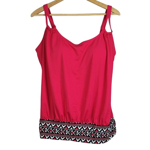 Swimsuits For All Blouson Tankini Pink Size 16 Swim Top Adj Bra Light Pad NWT - Picture 1 of 10